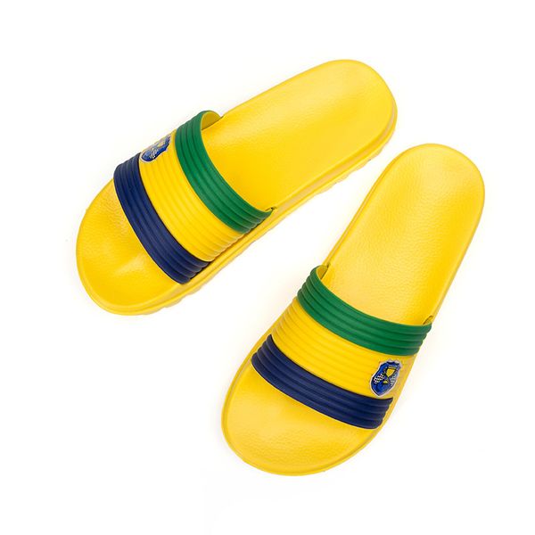 

customize national team summer yellow striped men slippers 2019 beach slides shoes male flip flops bathroom slippers 45, Black