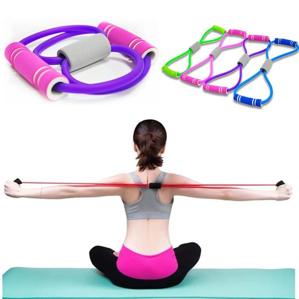 

8 word yoga gum fitness resistance chest expander rope workout muscle fitness rubber elastic bands for sports exercise