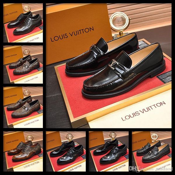 

19ff 29 model men dress shoes luxury italian style pointed toe formal wedding casual lace-up plus size business leather man shoes kkkkk, Black