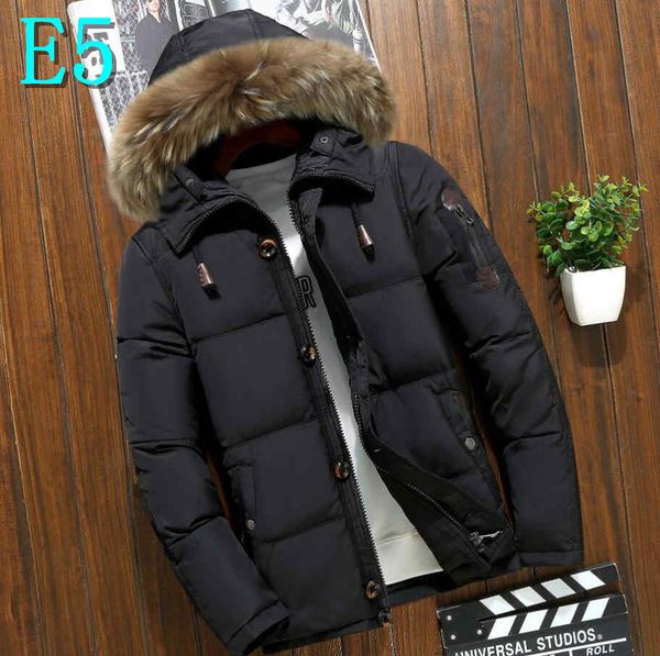 

mens down jacket winter men short fur hood four color available duck down thick fur collar men outdoor winter warm coat  tidee5, Black