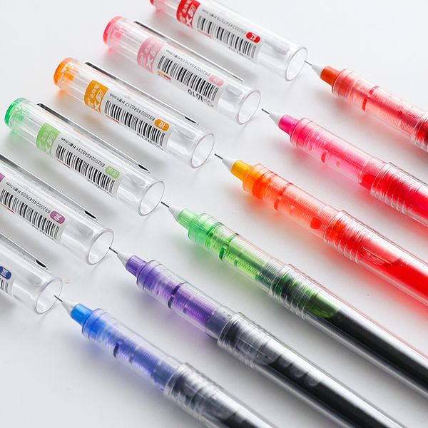 

10pcs colourful straight liquid gel pen artistic font creative neuter pen business school office supplies 0.5mm