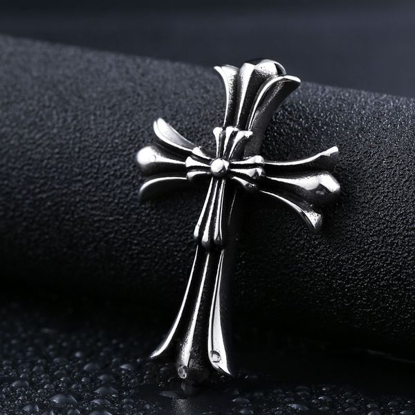 

2020 new crown of thorns jesus cross pendant leather necklace europe and america retro men women christ fashion necklaces pendant, Silver