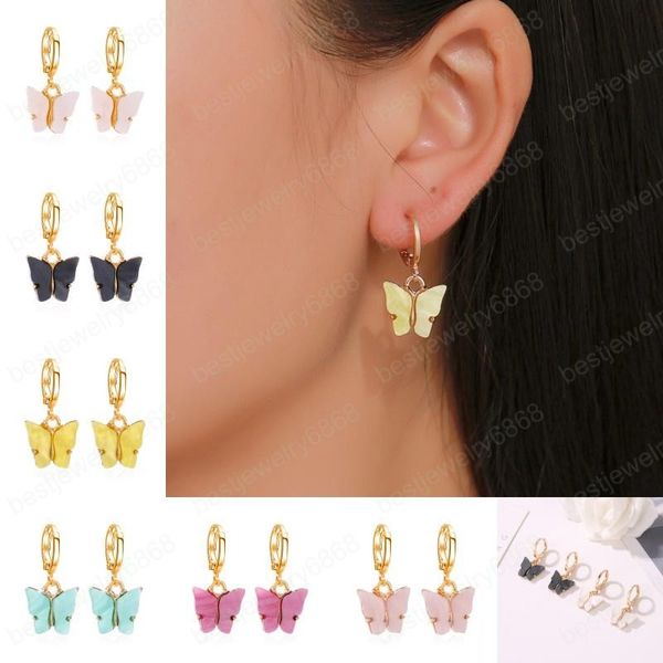 

women butterfly drop earrings jewelry alloy chains animal sweet colorful acrylic earrings 2020 new fashion girls party jewelry, Silver