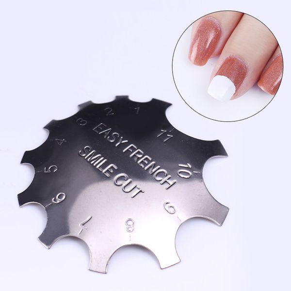 

easy french nail art tips smile line edge cutter stencil trimmer 11 sizes nail art manicure styling tool design, Silver