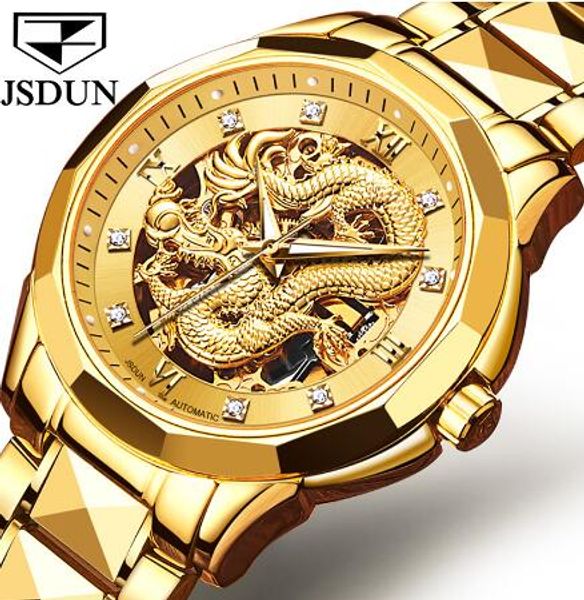 

jsdun sapphire watch tungsten steel mechanical watches stylish luxury embossed interior relojes hombre, Slivery;brown