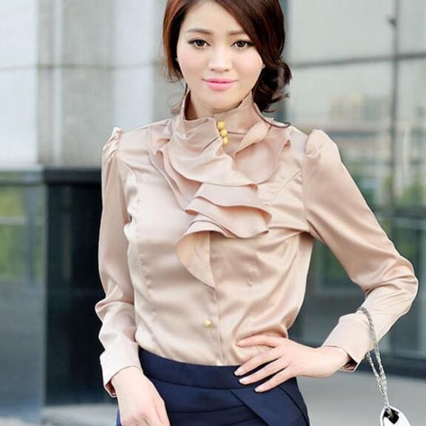 

clobee 2020 social autumn white chiffon ruffles shirts blouses plus size blouses for women 2xl 3xl blusas elegant a472