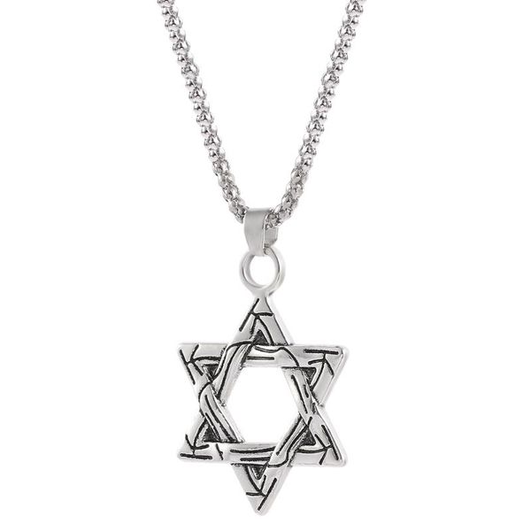 

2 types classic hexagram pendants necklaces for men religious fashion harajuku star of david necklace charm jewelry, Silver