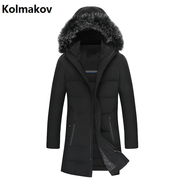 

2019 new men's clothing white duck down hooded men's zipper down jacket men winter coat thick jackets for man, Black