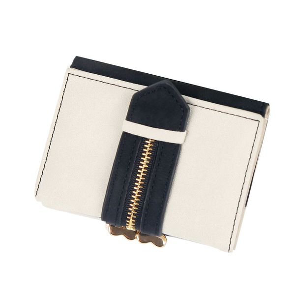 

women's wallet minizipper card purse wallet short small frosted tri-fold elegant female mini leather, Red;black