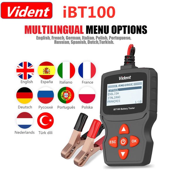 

vident ibt100 12v battery analyzer for flooded, agm,gel 100-1100cca automotive tester with battery test function