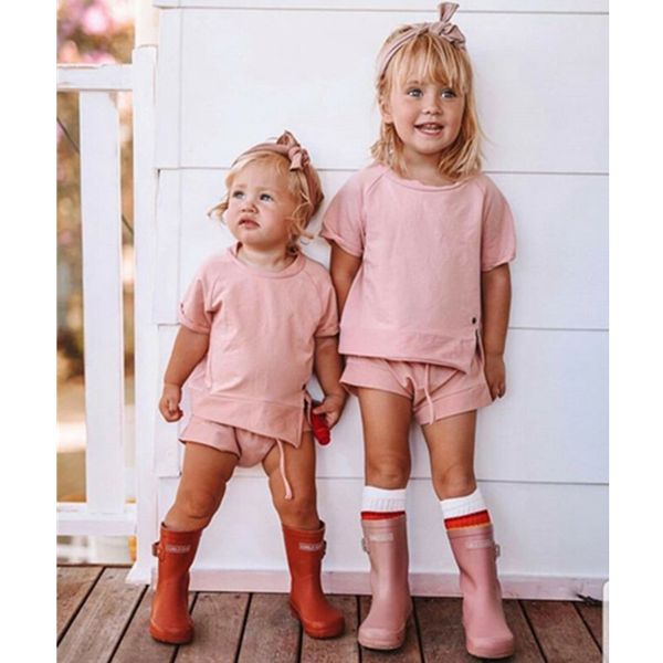 

лето мальчики одежда наборы дети хлопок футболка + шорты 2pcs костюмов для мальчиков для девочек детского детской одежды набора для 0-24 мес, White