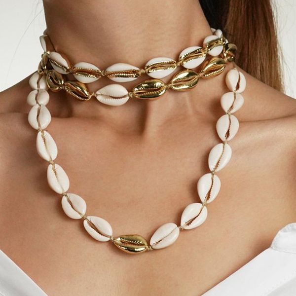 

2019 puka natural gold cowrie shell necklace women friend cowry seashell necklace bijoux collier femme bohemian jewellry, Silver