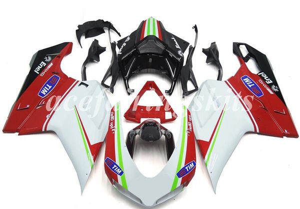 

new abs motorcycle full fairings kit fit for ducati 848 1098 1198 1098s 1098r evo 2007 2008 2009 2010 2011 2012 custom red white