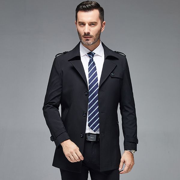 

8933 new men's spring and autumn new style young and middle-aged middle long coat suit collar casual men's jacket, Black;brown