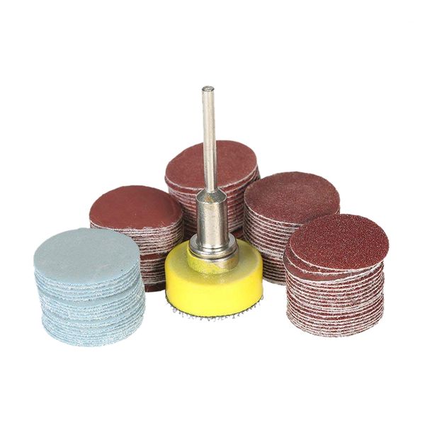 

100pcs 25mm 1 inch sander disc sanding disk 100-3000 grit paper with 1inch abrasive polish pad plate + 1/8 inch shank for dremel