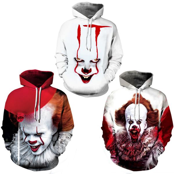 

new style men's designer hoodies stretch sweatshirts hip hop pullovers sportswear 3d printing clown couples with clothing s-5xl 143, Black