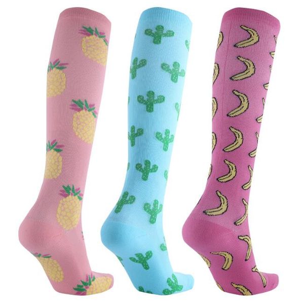 

men / women compression socks knee high/long printed socks casual running flight travels footwear accessories breathable quick-dry, Blue;gray