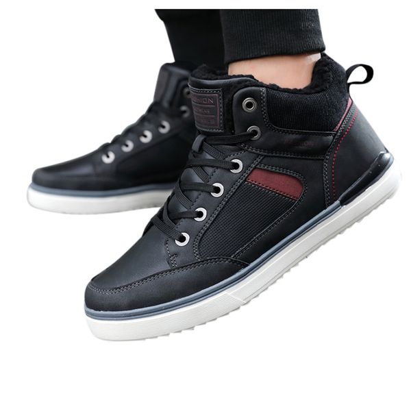 

winter men lace-up mountaineering sport shoes keep warm mountaineering snow boot, Black