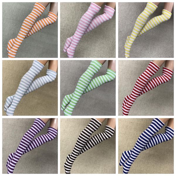 

fashion cute blyth socks stripe stocking for barbies, licca, azone, high doll, blyth 1/6 doll clothes accessories