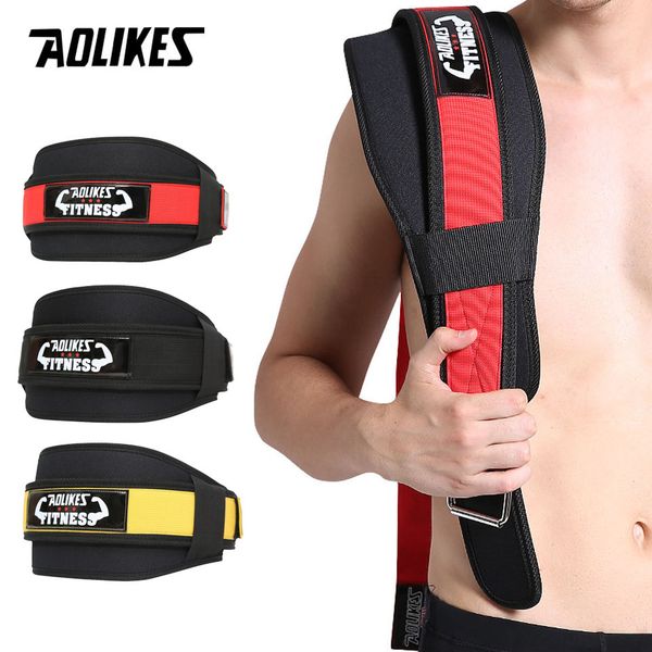 

aolikes fitness weightlifting powerlifting adjustable waist belt lumbar support nylon material back waist brace sport safety, Black;gray