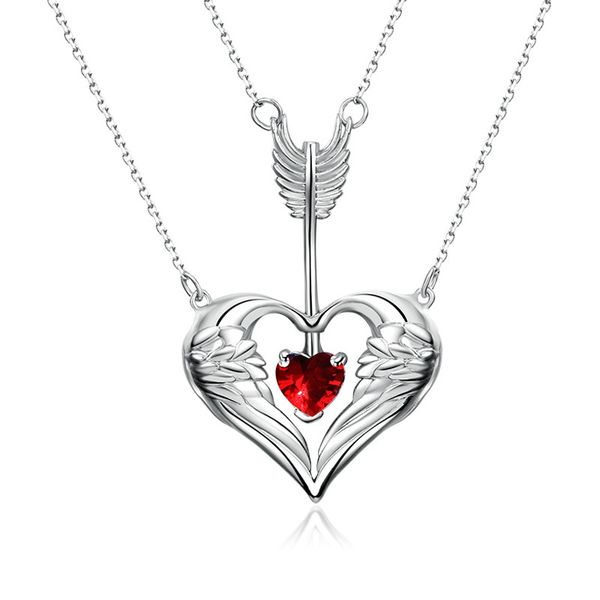 

chains berbeny arrow heart crystal pendant necklaces for women gift of love necklace choker long link chain jewelry, Silver