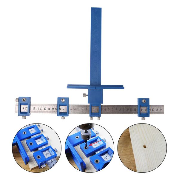 

detachable hole punch locator jig tool drill guide sleeve for drawer cabinet hardware dowelling wood hole punching hand tool set