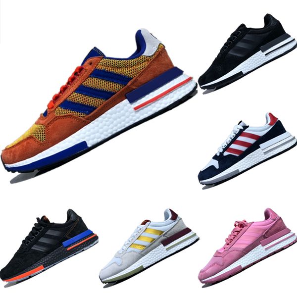 

with box 2019 zx500 rm leather and mesh breathable running shoes dragon ball consortium zx 500 rm buffer foam sports shoes, Black