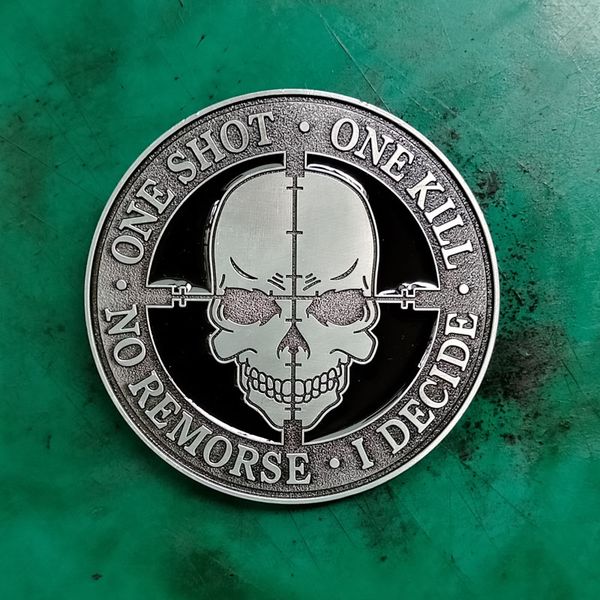

1 pcs one sone kill skull western cowboy belt buckle for men fit 4cm wide jeans belts head, Slivery;black