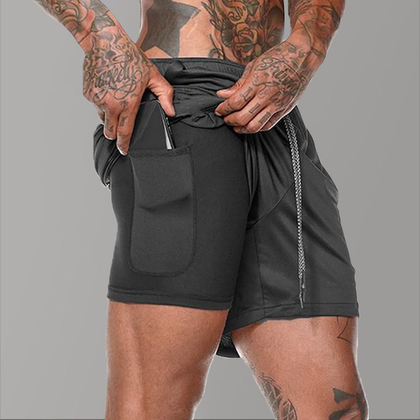 

2020 summer 2 in 1 shorts sports jogging fitness shorts men training quick dry mens gym men sport gym short pants workout, White;black