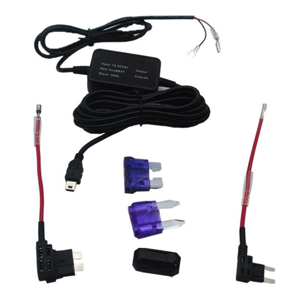 

12v-24v to 5v step-down 5 pin converter kit accessories mini usb adapter hardwire camcorder dvr low voltage protection charger car