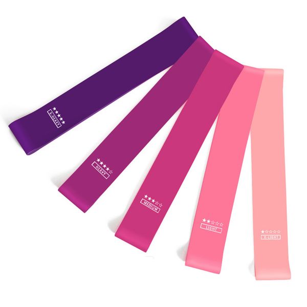 

5pcs elastic sport training squat gym pink gradient single fitness equipment women resistance bands home latex indoor outdoor