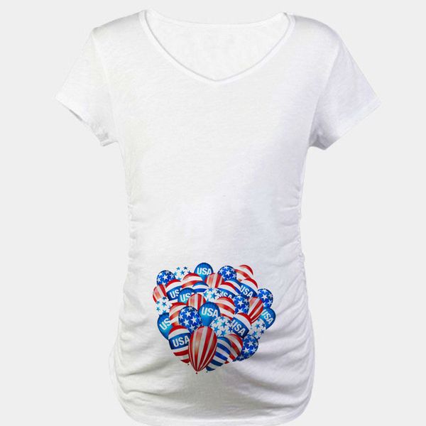 

simple summer new style maternity clothes funny balloon pattern printed comfortable europe and america large size dress, White