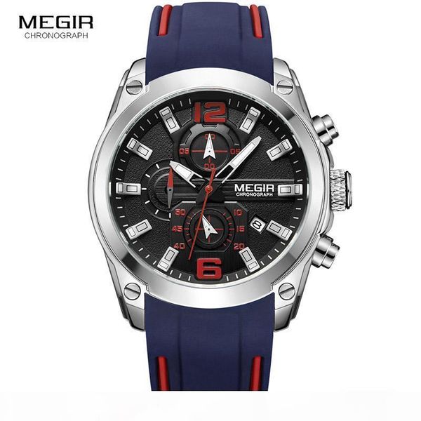 

2018 men's fashion quartz watch with date, luminous hands, waterproof silicone rubber strap wrist for man, Slivery;brown