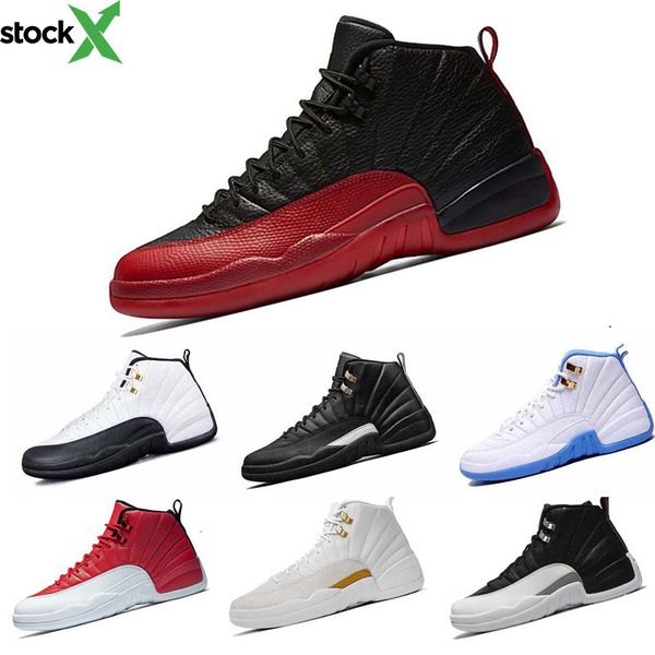 

12 12s xii taxi french blue flu game playoffs basketball shoes mens varsity red sneakers athletic shoes, Black