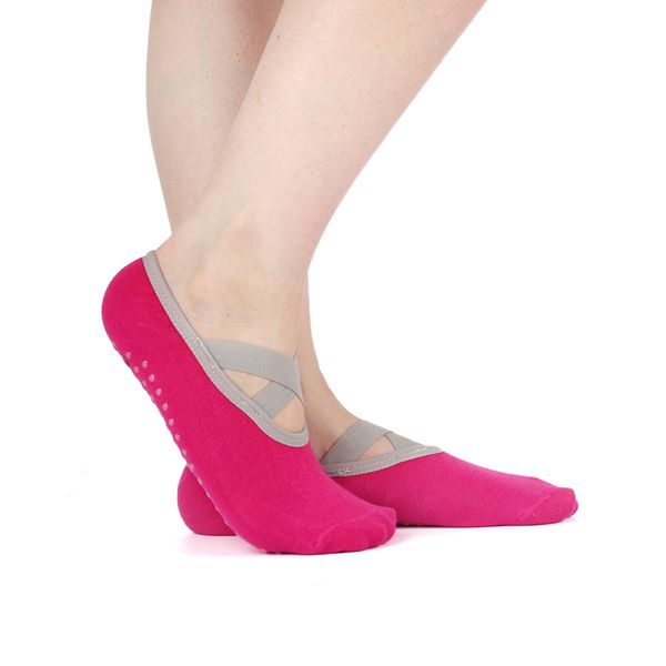 

women yoga socks cotton anti slip sticky bottom workout pilates grip sock for woman dance non slid fitness ballet socken sox, Black