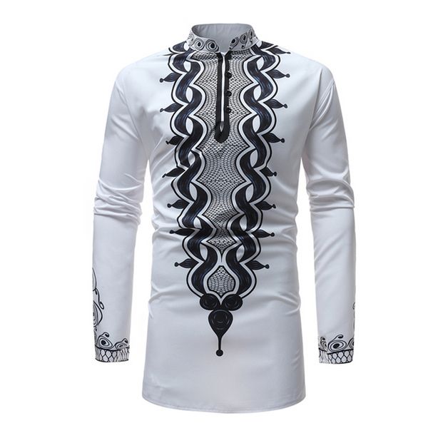 

2019 print rich bazin man african clothes fashion african dress white long-sleeved shirt casual maxi men africa dashiki dresses, Red