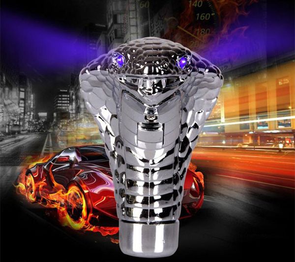 

chrome blue led eyes car cobra manual gear shift knob snake shifter universal