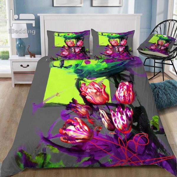 

bouquet of tulips 3d bedding set printed duvet cover set  king twin size