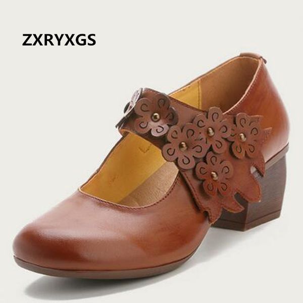 

2020 spring handmade flowers classic shoes woman shoes elegant comfort genuine leather high heel women tide, Black