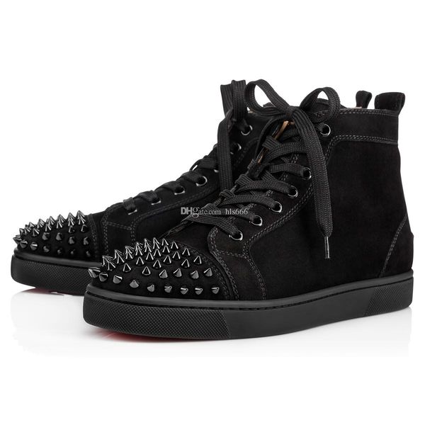 

plain leather black sheepskin sneakers luxury designer red bottom flat spikes outdoor men dress wedding walking high trainers stud cs05