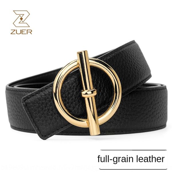 

zuer men's h head layer litchi pattern cowhide belt men's belt, Black;brown