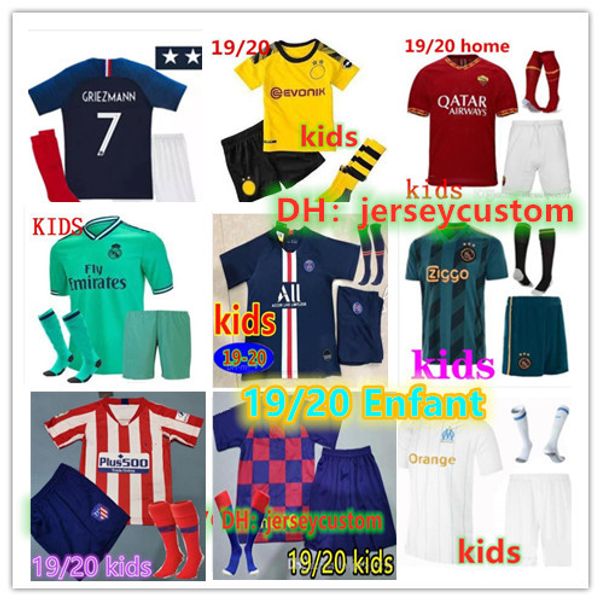 

Kid occer jer ey kit p g ajax real madrid manche ter roma mar eille algeria ronaldo hazard mbappe enfant 2019 20 maillot de foot football