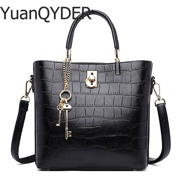 

stone pattern bucket bags ladies handbag women shoulder bags key tassel crossbody for women 2020 big totes