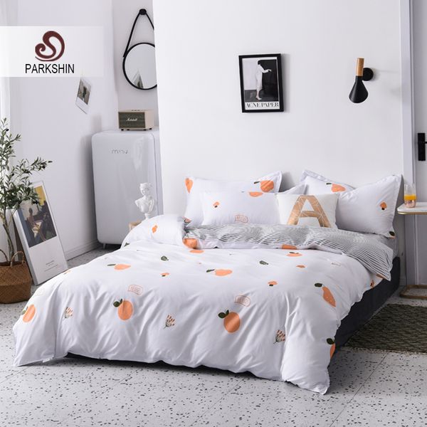 

parkshin orange duvet cover set flat sheet pillowcase bedspread double size for bed linen set home textiles bedclothes