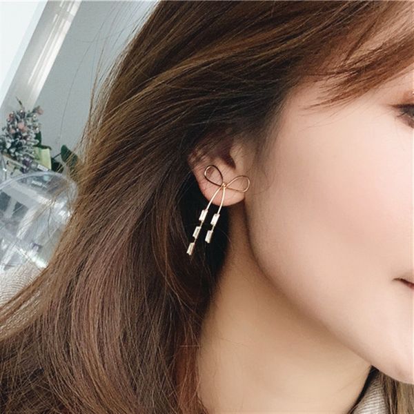 

cubic zirconia earrings women's crystal metal bow stud earrings fashion jewelry gift, Golden;silver