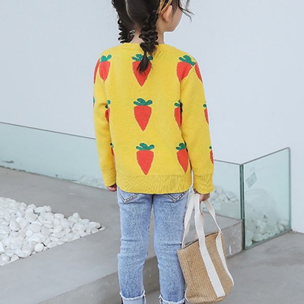

1-6t autumn wintner warm girl clothes cotton carrot pattern knit bottoming pullover sweater for baby, Blue