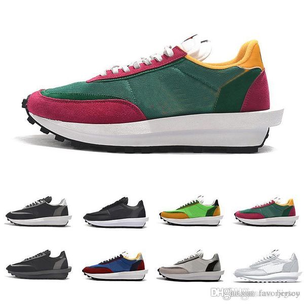 

sacai ldv x waffle daybreak trainers mens running shoes green gusto pine green wolf grey for women men outdoor sports sneakers, White;red