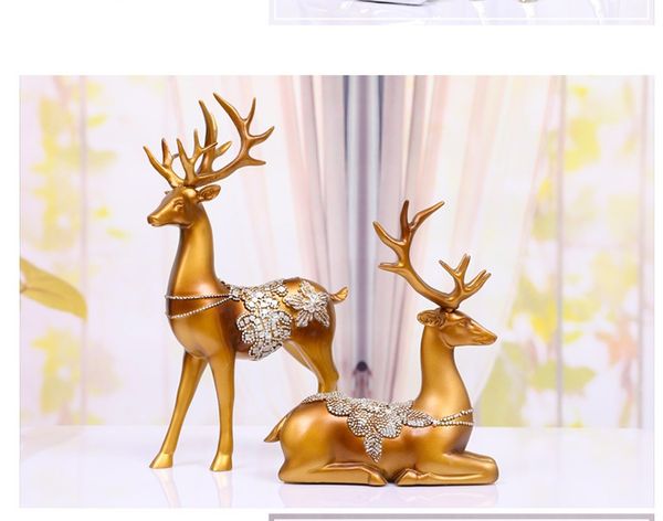 

1 pair of elk shape resin jewelry family craft couple deer model christmas home desk ornaments