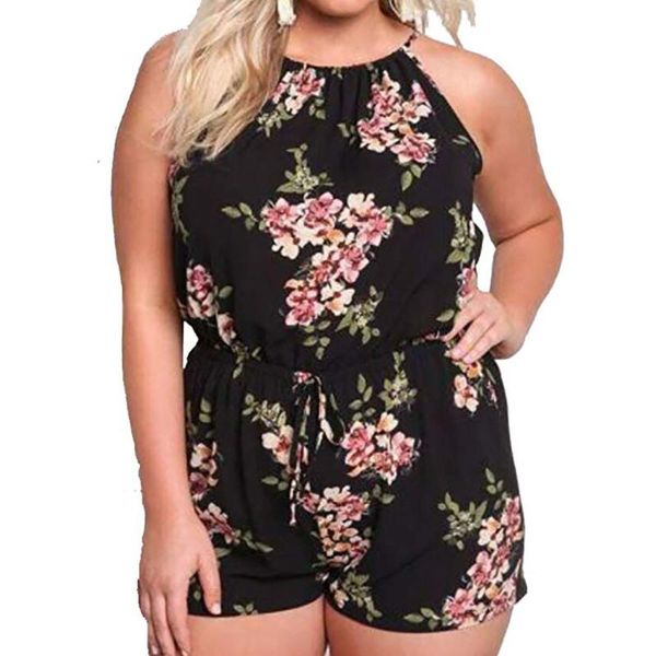

plus size print playsuits women overalls playsuit summer woman jumpsuit rompers womens casual short jumpsuits bodysuits #1223, Black;white