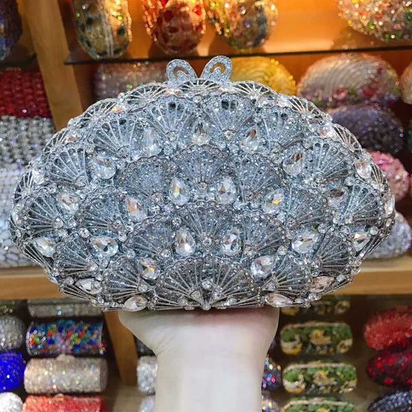 

2020 silver rhinestone gemstone clutch bag luxury wedding bridal clutches purses fashion women evening prom shoulder bags